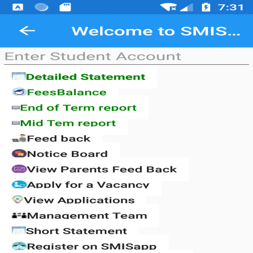 Android application SMISapp screenshort