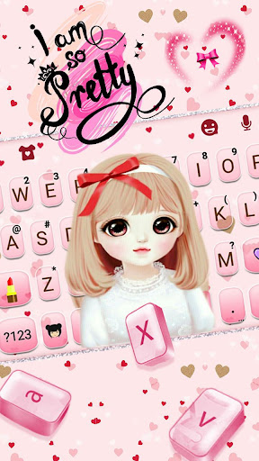 Pretty Bowknot Girl Keyboard T Screen 2