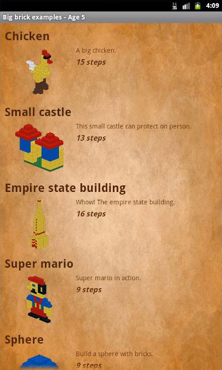 Big brick examples - Age 5 - 3.10 - (Android)