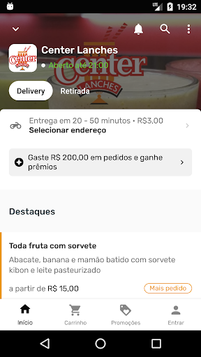 Android application Center Lanches screenshort