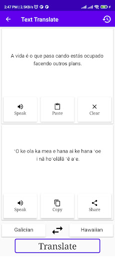 Galician Hawaiian Translator Screen 2