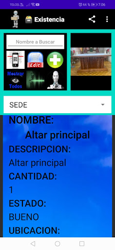 Android application INVENTARIOS screenshort