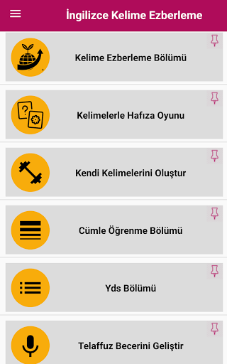 Android application İngilizce Kelime Ezberleme screenshort