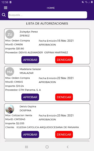 Autorizaciones OCTO Screen 3