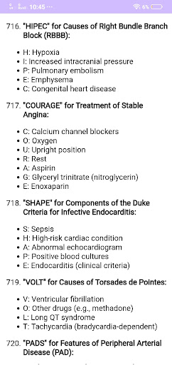 Cardiology Mnemonics Screen 2