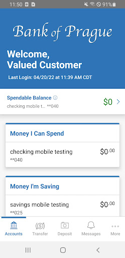 Bank of Prague Mobile Banking Screen 2