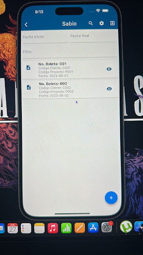 Android application SabioApp screenshort