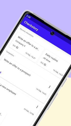 Checkstory for checklists Screen 2