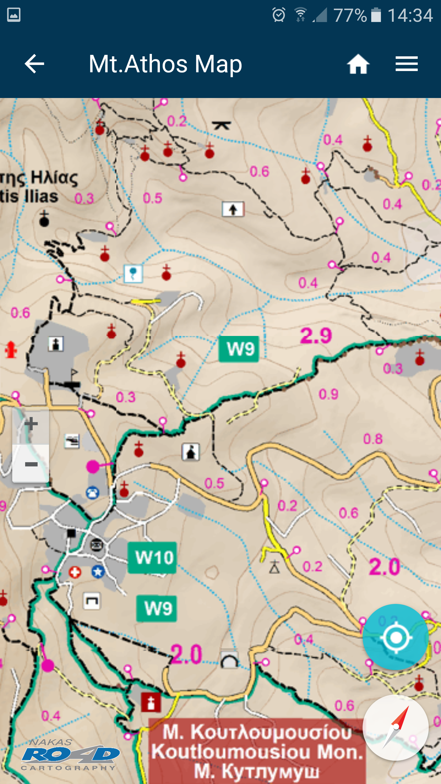 Android application Mt. Athos Offline Hiking Map screenshort