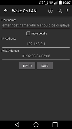Wake On LAN Screen 2