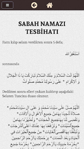Screenshot of Namaz Tesbihatı Arapça Türkçe