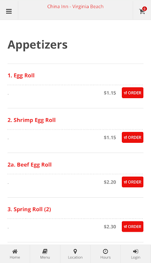 China Inn Virginia Beach Order Screen 2