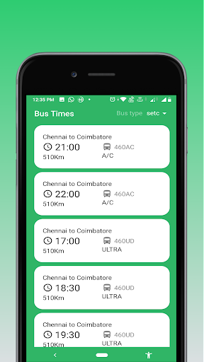 TN Bus Times - TNSTC & SETC Screen 3
