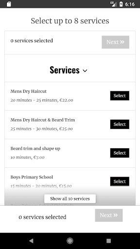 The Master Barbershop App Screen 2