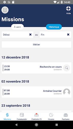 Android application Staffmatch Business: Intérim screenshort