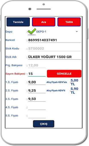 Pastel Stok Depo Sayım Program Screen 2