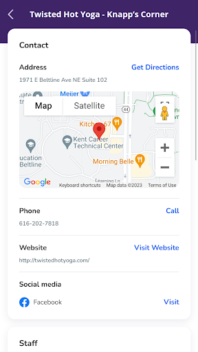 Android application Twisted Hot Yoga screenshort