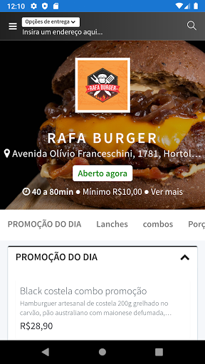Android application Rafa Burger Hortolândia screenshort