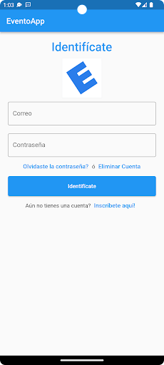 Android application EventoApp screenshort