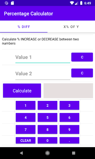 Android application Percentage Calculator screenshort