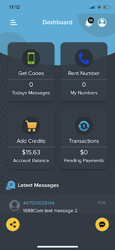 Android application SMSCodes.io screenshort