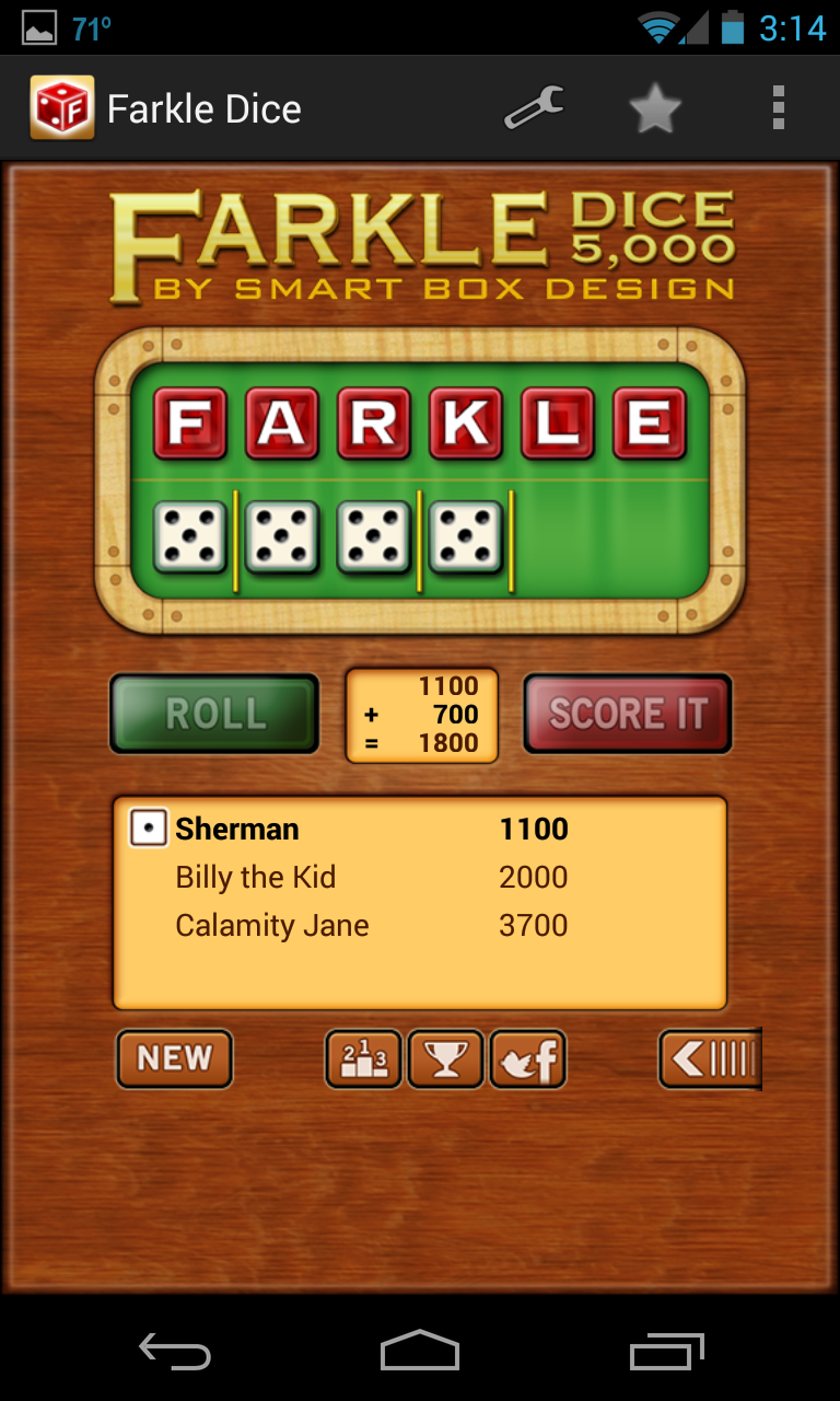 Android application Farkle Dice DLX screenshort