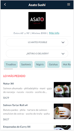 Android application Asato Sushi screenshort