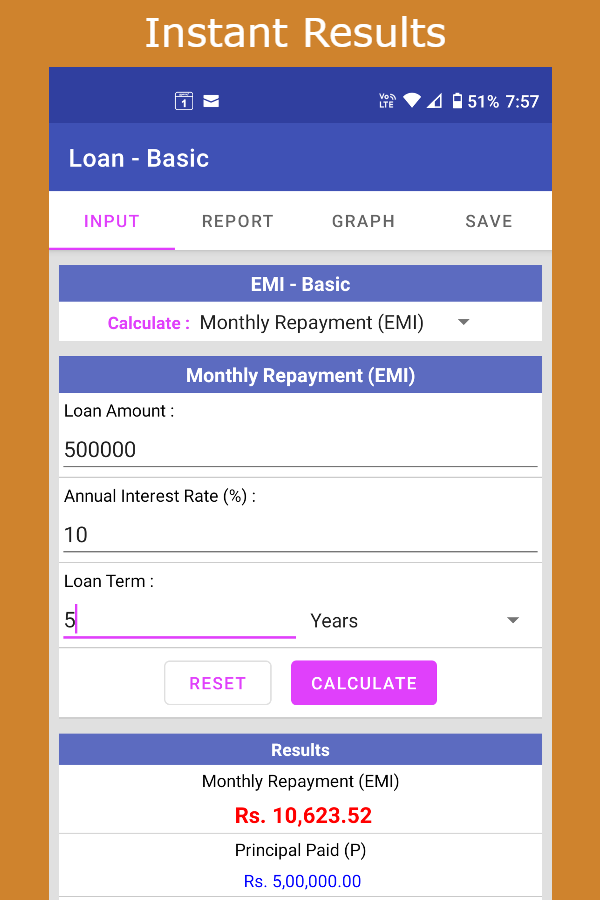 Android application Financial Calculator India Pro screenshort