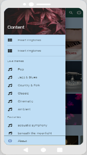 Android application Heart ringtones screenshort
