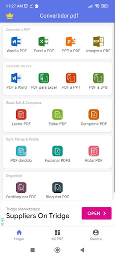 Android application PDF Converter doc ppt word jpg screenshort