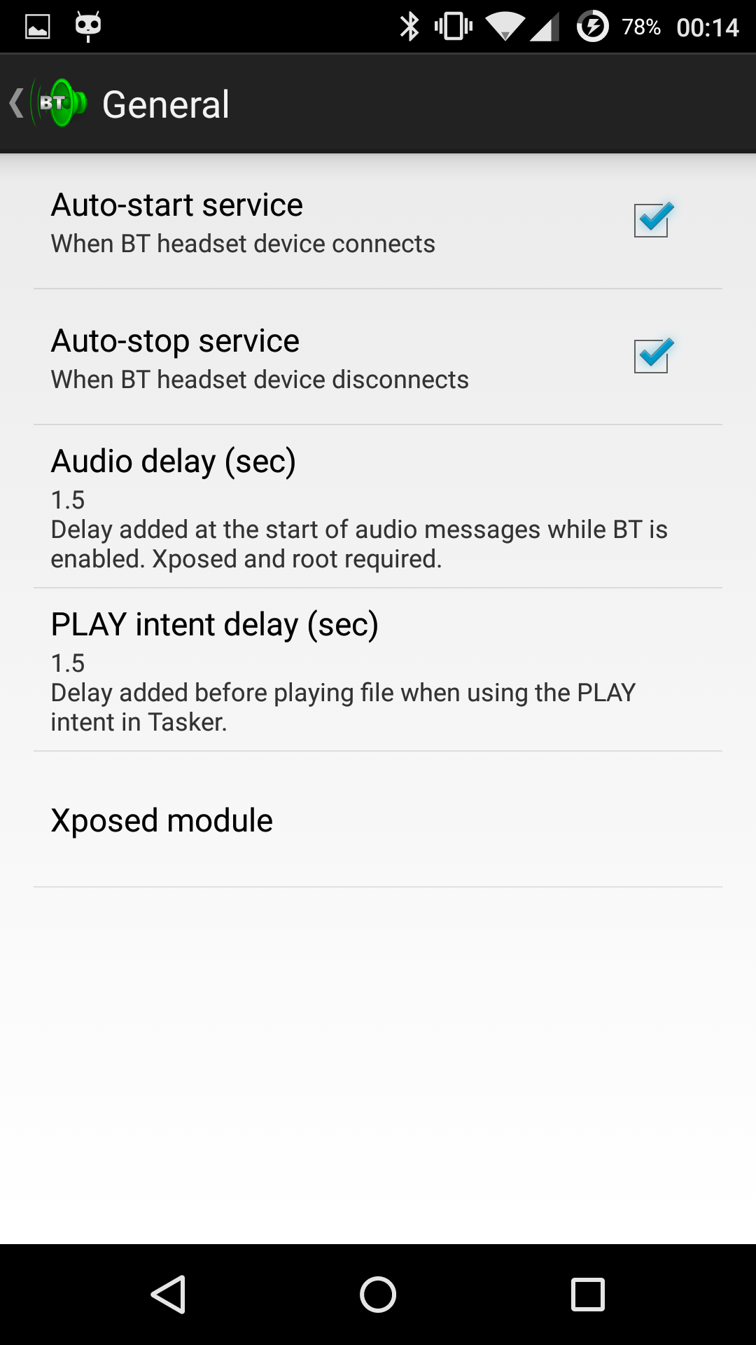 Android application AudioBT Plus screenshort