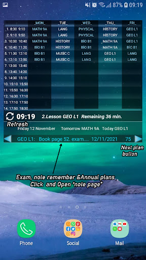 Timetable Clock Widget Screen 2