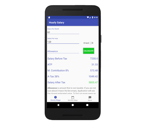 Android application Danish Salary Calculator screenshort