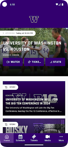 Screenshot of Huskies Gameday