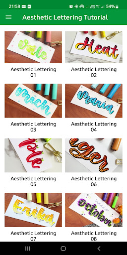 Android application Aesthetic Lettering Tutorial screenshort