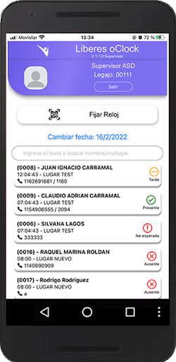 Liberes oClock Supervisor Screen 2