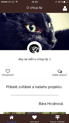 Android application O chlup líp screenshort