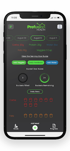 Prefusion Nutrition Tracker Screen 2