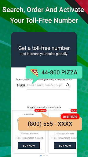Android application Toll-Free 44-800 phone number screenshort