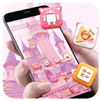 Pink Princess Castle Pink Cute Cat icon