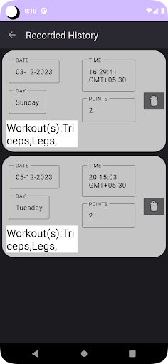 Fitness Reward Calculator Screen 2