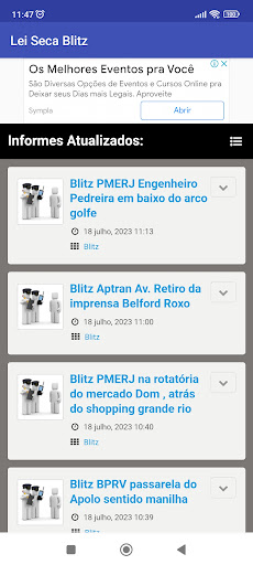 Android application Lei Seca Blitz e Notificações screenshort