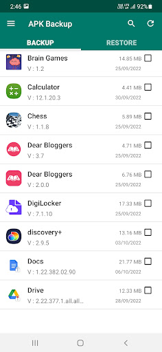 Apk Backup & Restore - Tool Screen 3