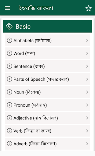 Android application A-Z ইংরেজি গ্রামার (English Gr screenshort
