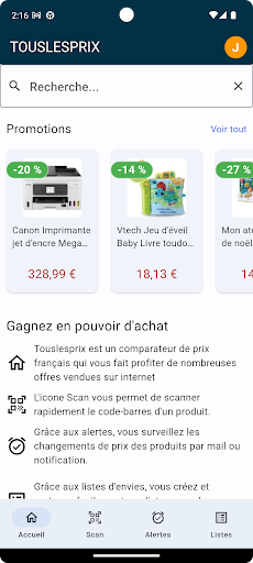 Android application Touslesprix - Comparateur screenshort