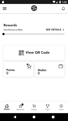 Cream and Coffee Rewards Screen 2