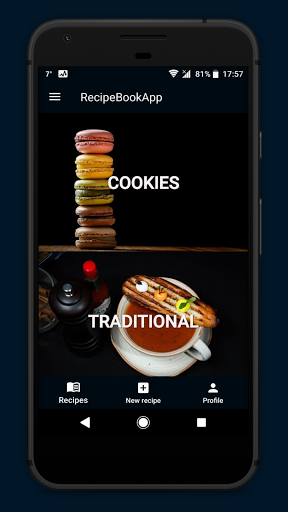 Android application RecipeBookApp screenshort