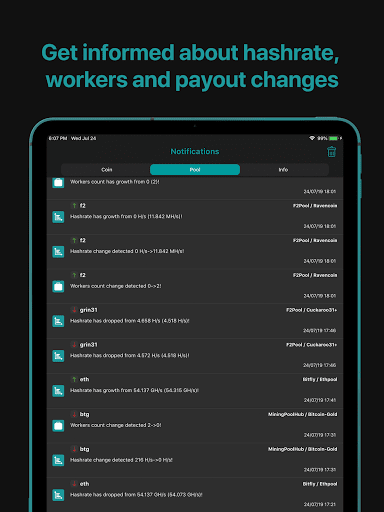 Screenshot of Mining pool monitor: Miner Box