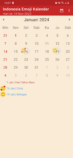 Android application Indonesia Emoji Calendar screenshort