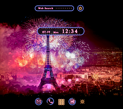 Android application Eiffel Tower Fireworks Theme screenshort